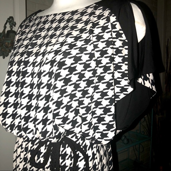 Roz & Ali Black & White Houndstooth Dress Sz 10 - Picture 4 of 8